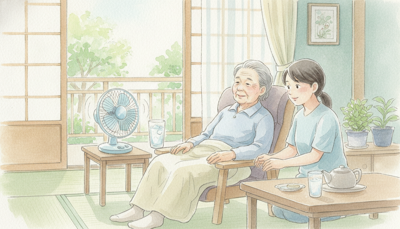 高齢者の熱中症は室内で起きる｜脱水サインと家族の予防・対処法